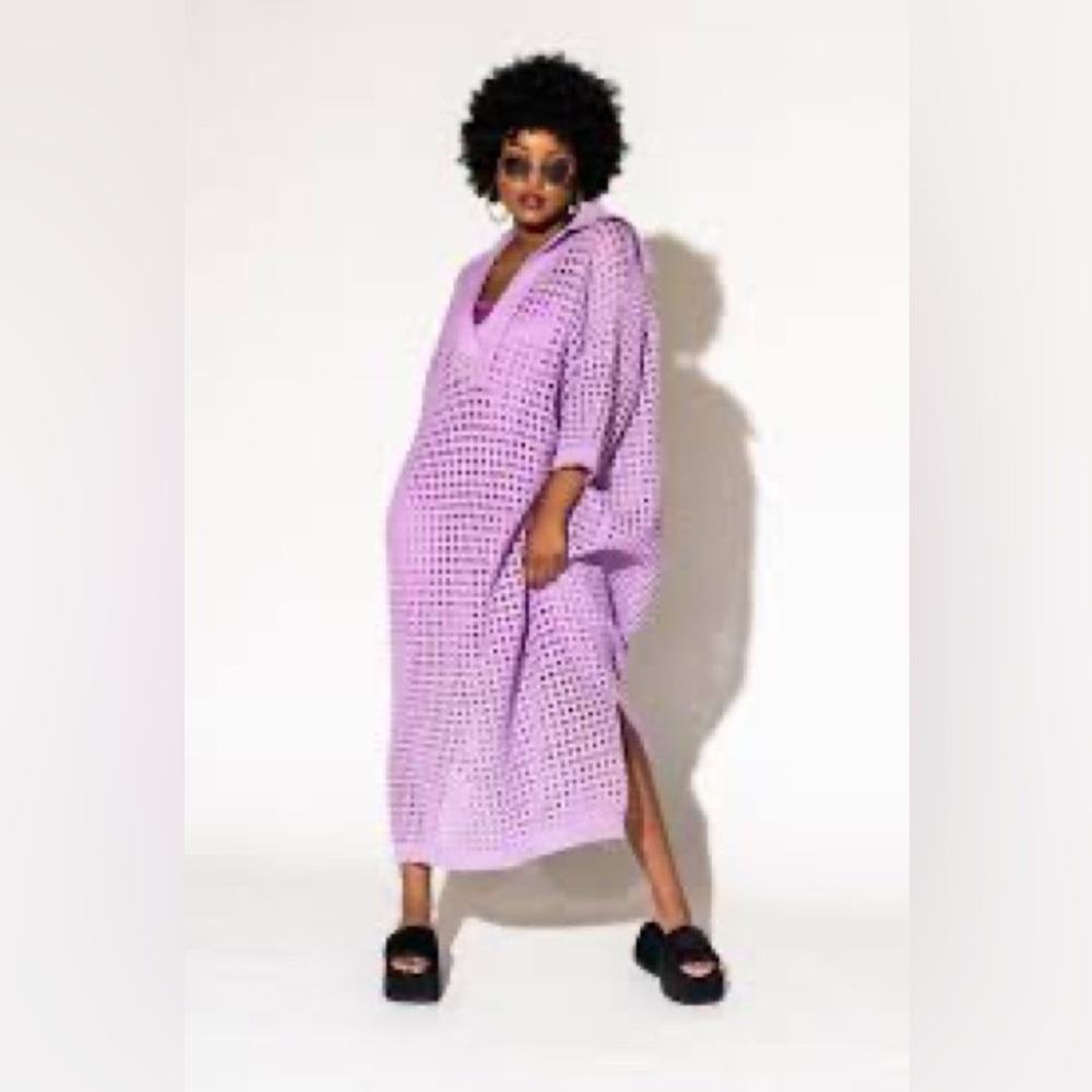 Dressed in Lala | Be Bold Oversized Knit Dress in Lavender